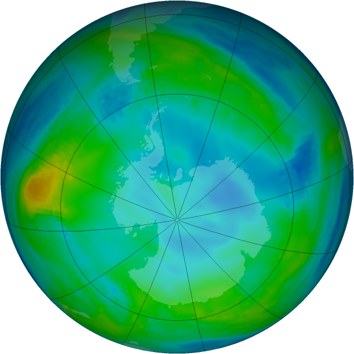 Antarctic ozone map for 04 June 1990